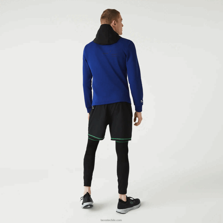 hombres Lacoste azul negro blanco pwh chamarra deportiva tipo jersey con capucha en contraste N6XZ21193