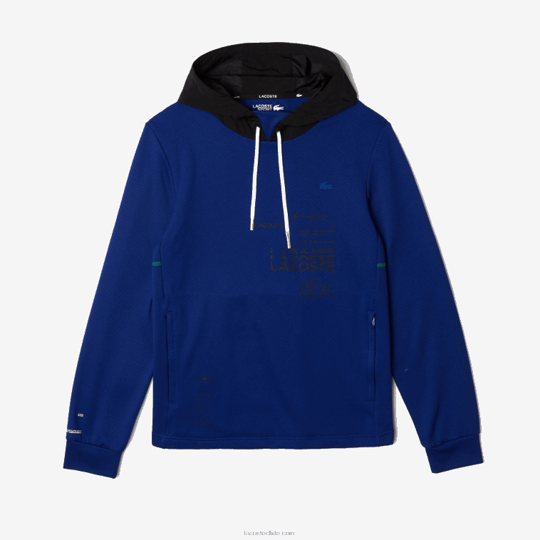 hombres Lacoste azul negro blanco pwh chamarra deportiva tipo jersey con capucha en contraste N6XZ21193