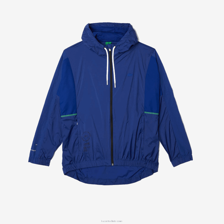 hombres Lacoste azul negro mqs chamarra deportiva plegable de nailon con cremallera N6XZ21306