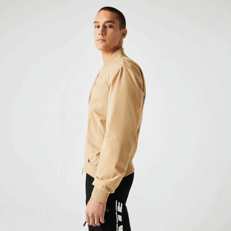 hombres Lacoste beige 02s chaqueta bomber acolchada con aislamiento N6XZ21243