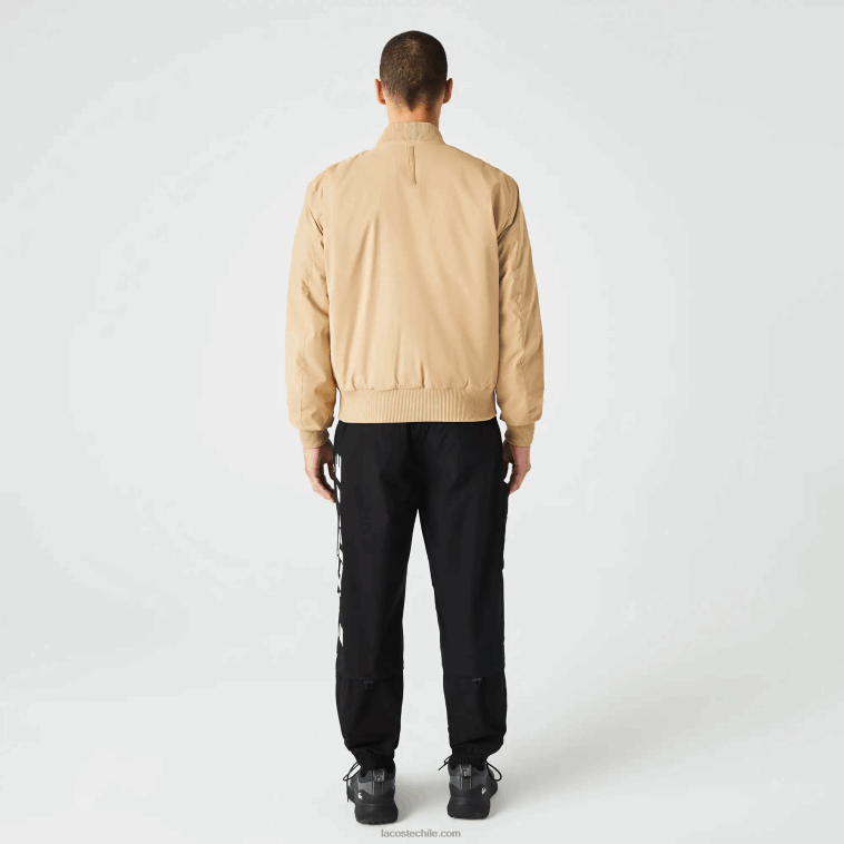 hombres Lacoste beige 02s chaqueta bomber acolchada con aislamiento N6XZ21243