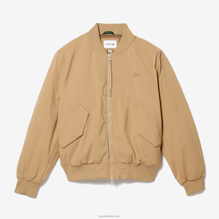 hombres Lacoste beige 02s chaqueta bomber acolchada con aislamiento N6XZ21243