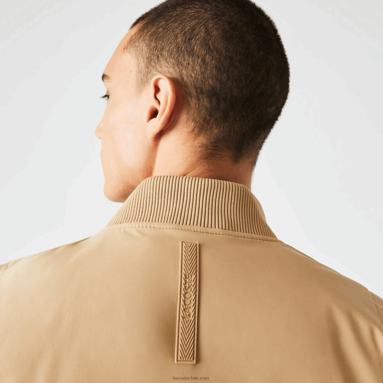hombres Lacoste beige 02s chaqueta bomber acolchada con aislamiento N6XZ21243