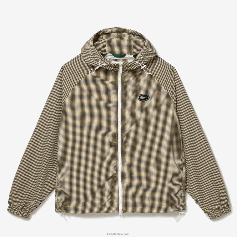 hombres Lacoste beige marino blanco caqui verde 87e chamarra de sarga a cuadros con capucha N6XZ21232