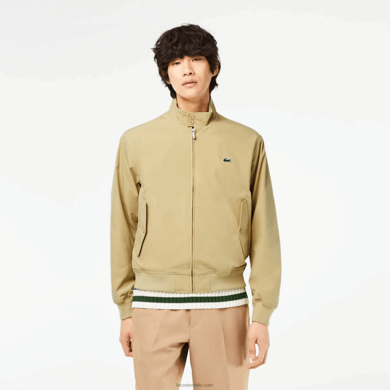 hombres Lacoste beis ku4 chamarra de sarga ligera repelente al agua N6XZ2404
