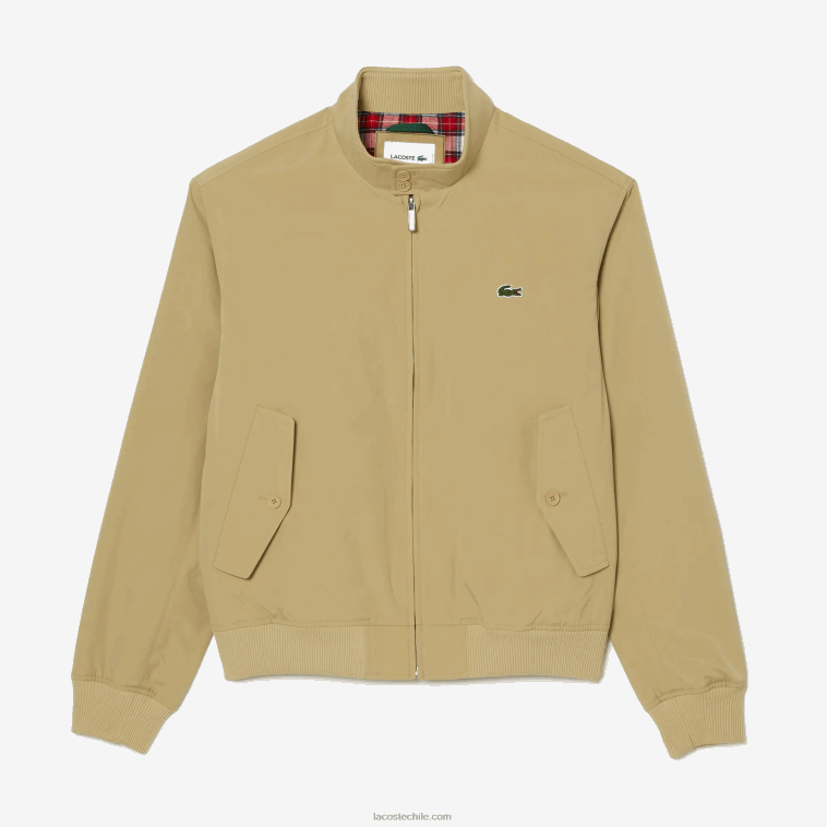 hombres Lacoste beis ku4 chamarra de sarga ligera repelente al agua N6XZ2404