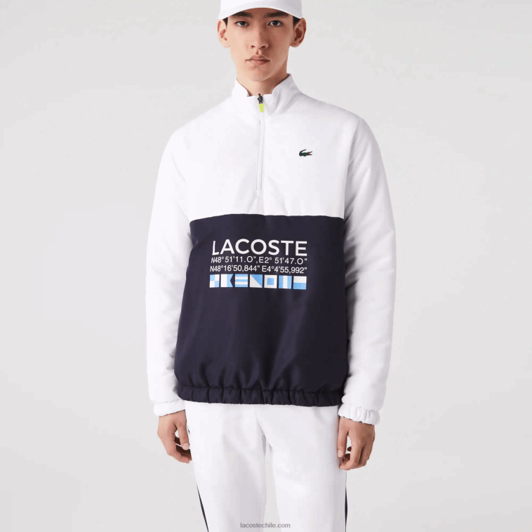hombres Lacoste blanco azul marino 0l3 chamarra tenis sport reversible hidrorrepelente N6XZ21237