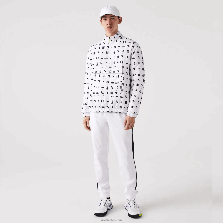 hombres Lacoste blanco azul marino 0l3 chamarra tenis sport reversible hidrorrepelente N6XZ21237