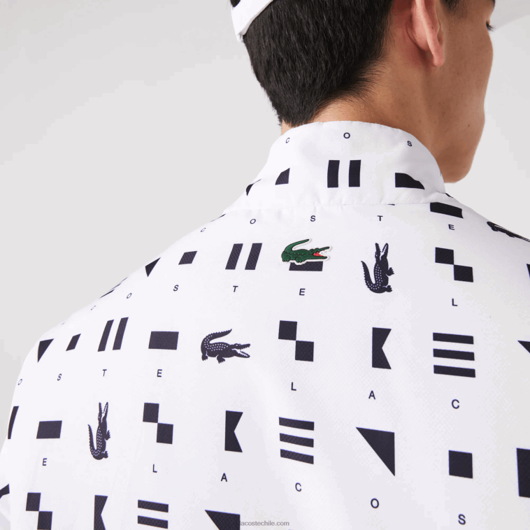 hombres Lacoste blanco azul marino 0l3 chamarra tenis sport reversible hidrorrepelente N6XZ21237
