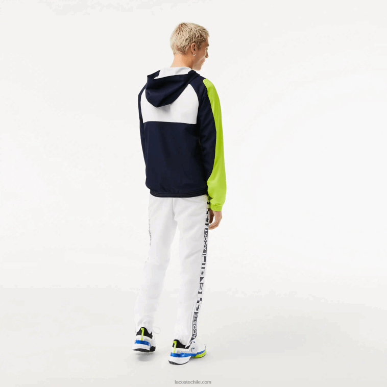 hombres Lacoste blanco azul marino amarillo 6f5 chamarra de tenis sport con bloques de color N6XZ21274
