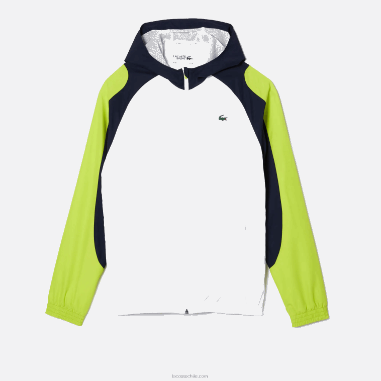 hombres Lacoste blanco azul marino amarillo 6f5 chamarra de tenis sport con bloques de color N6XZ21274