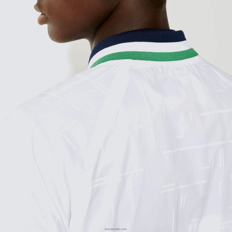 hombres Lacoste blanco azul marino blanco verde gqe chamarra deportiva ligera resistente al agua N6XZ21321