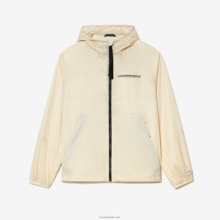 hombres Lacoste blanco negro aj8 chamarra corta con cremallera y capucha N6XZ2382