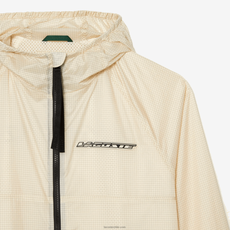 hombres Lacoste blanco negro aj8 chamarra corta con cremallera y capucha N6XZ2382