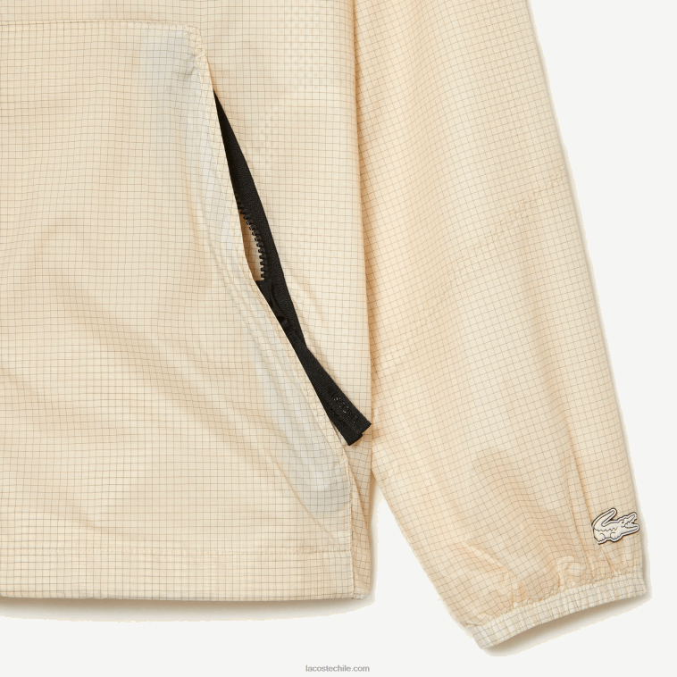 hombres Lacoste blanco negro aj8 chamarra corta con cremallera y capucha N6XZ2382