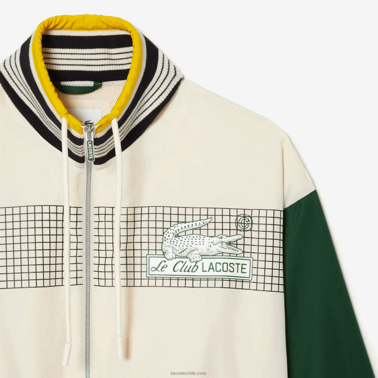 hombres Lacoste blanco verde pt2 chaqueta deportiva de poliéster reciclado N6XZ2391