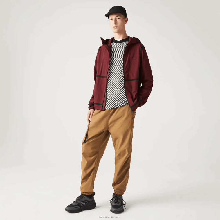 hombres Lacoste burdeos zs1 chamarra ligera con capucha y cremallera N6XZ21283