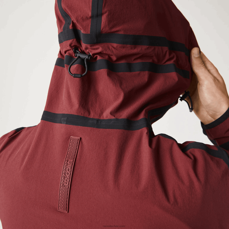 hombres Lacoste burdeos zs1 chamarra ligera con capucha y cremallera N6XZ21283