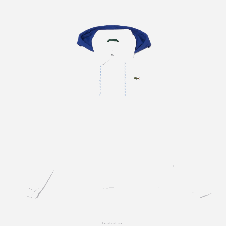 hombres Lacoste eme blanco azul chamarra con botones y capucha en contraste N6XZ21316