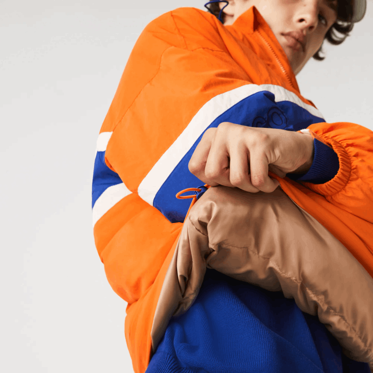 hombres Lacoste naranja azul beige 0d8 l!ve chamarra tipo jersey acolchada N6XZ21300