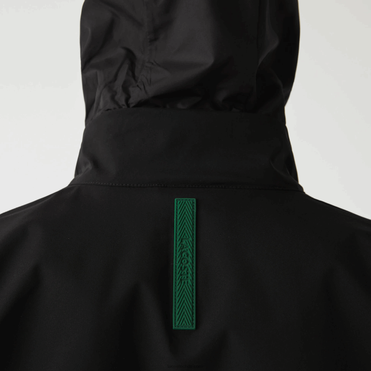 hombres Lacoste negro 031 chamarra corta resistente al agua con cremallera N6XZ21314