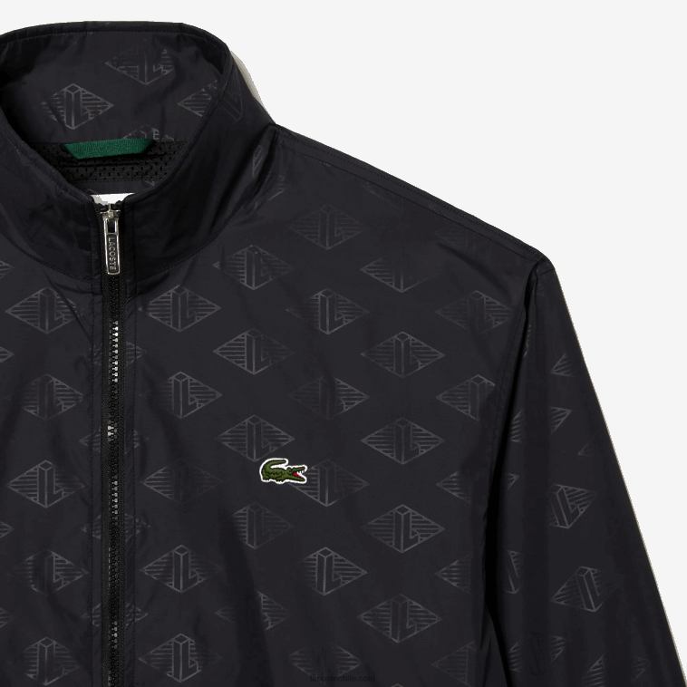 hombres Lacoste negro 031 chamarra deportiva con monograma estampado N6XZ2377