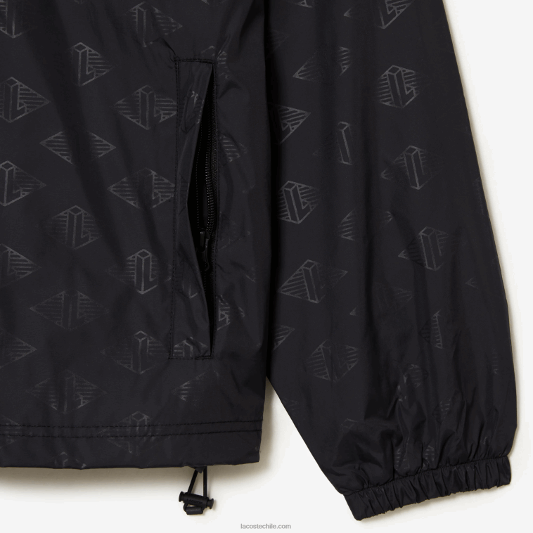 hombres Lacoste negro 031 chamarra deportiva con monograma estampado N6XZ2377