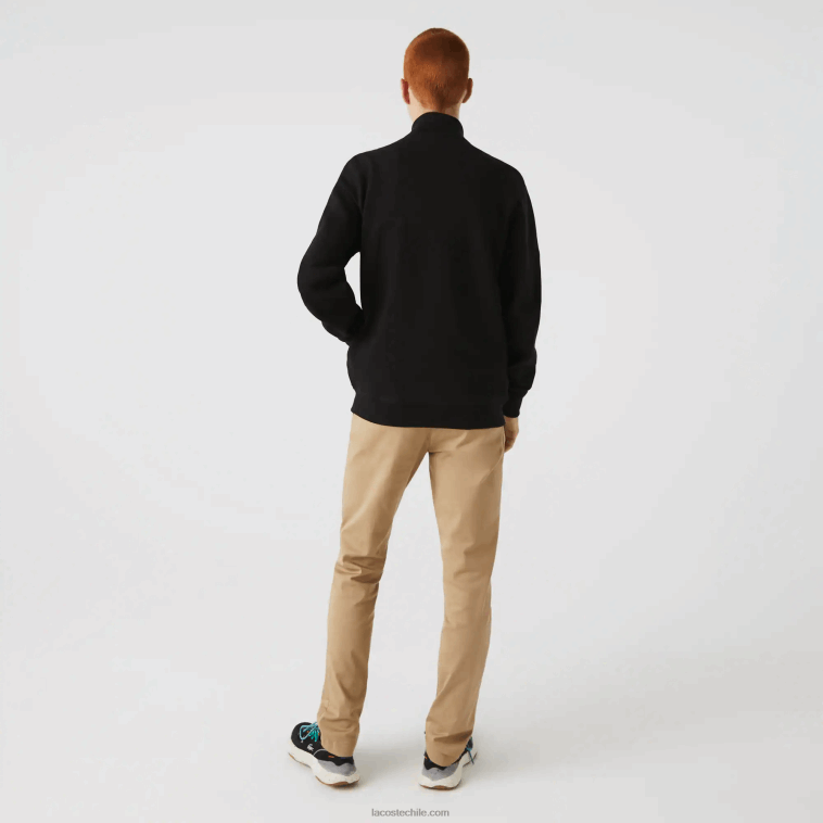 hombres Lacoste negro 031 chamarra polar de piqué con cuello alto y cremallera N6XZ21034