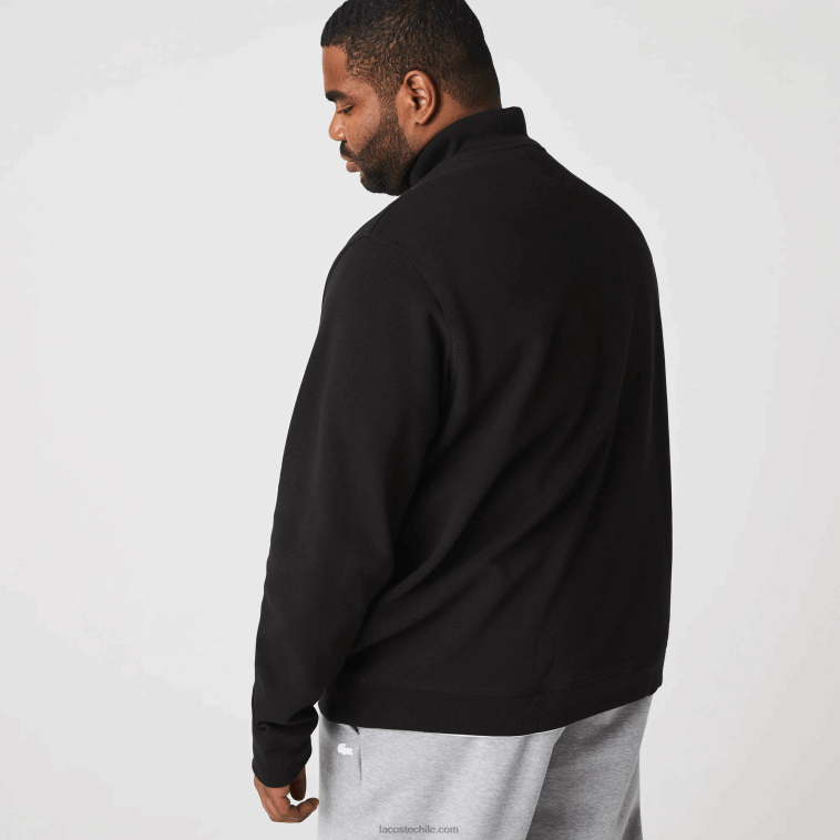 hombres Lacoste negro 031 chamarra polar de piqué con cuello alto y cremallera N6XZ21034
