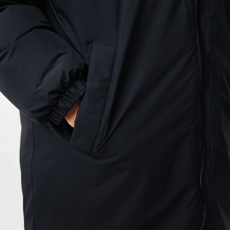 hombres Lacoste negro 031 chaqueta acolchada larga con inscripción de la marca N6XZ21294