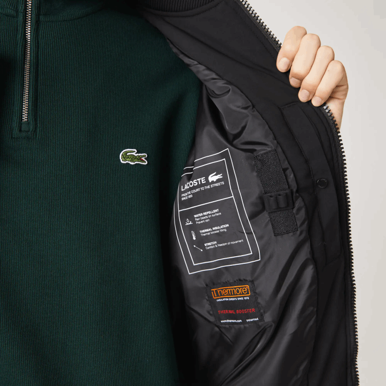 hombres Lacoste negro 031 chaqueta bomber acolchada con aislamiento N6XZ21242