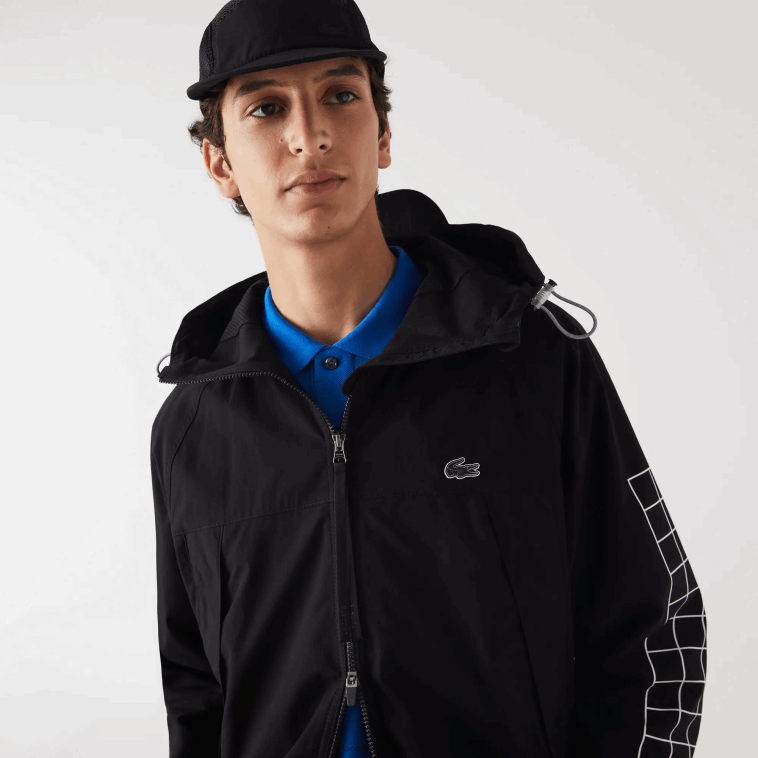 hombres Lacoste negro 031 chaqueta de sarga con logo N6XZ21292