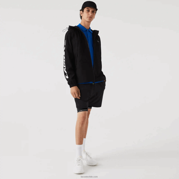 hombres Lacoste negro 031 chaqueta de sarga con logo N6XZ21292