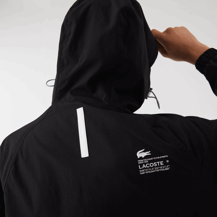 hombres Lacoste negro 031 chaqueta de sarga con logo N6XZ21292