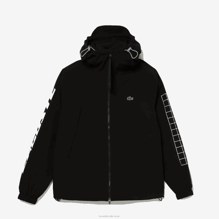 hombres Lacoste negro 031 chaqueta de sarga con logo N6XZ21292
