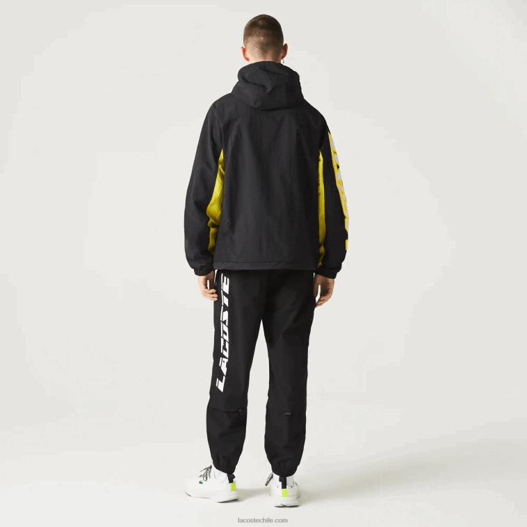 hombres Lacoste negro amarillo tj6 chamarra Heritage con diseño colour block N6XZ21238