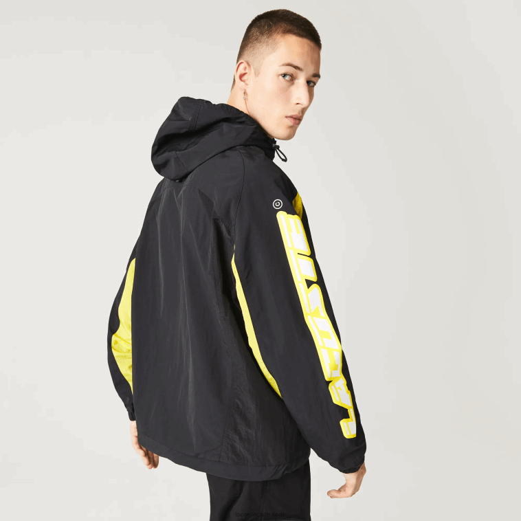 hombres Lacoste negro amarillo tj6 chamarra Heritage con diseño colour block N6XZ21238