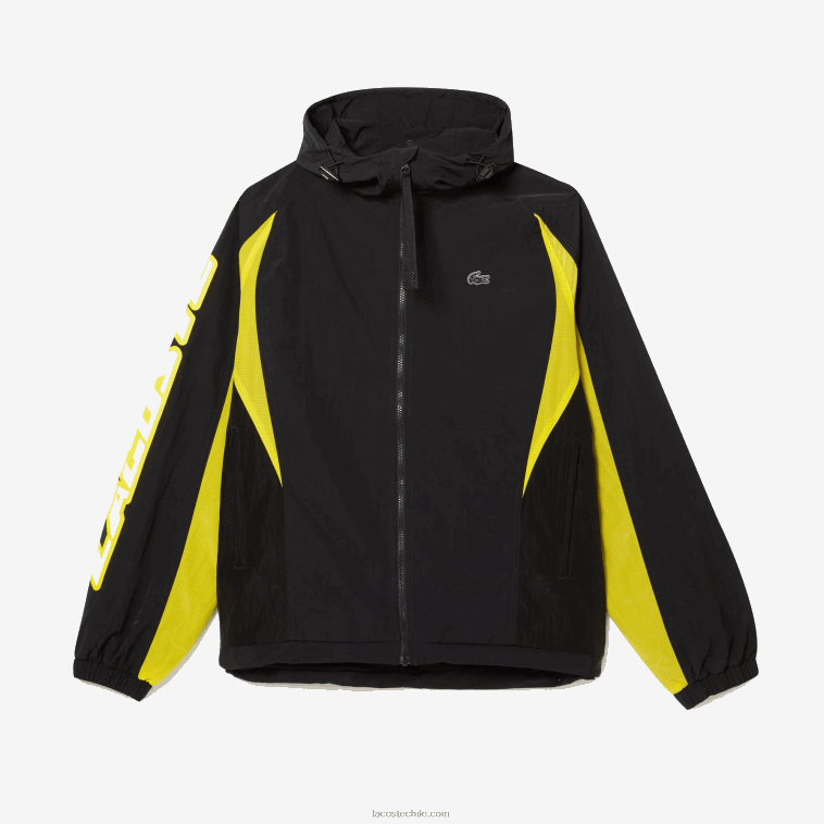 hombres Lacoste negro amarillo tj6 chamarra Heritage con diseño colour block N6XZ21238