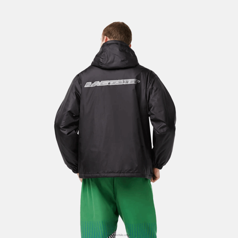 hombres Lacoste negro c31 chamarra corta acolchada con capucha N6XZ2389