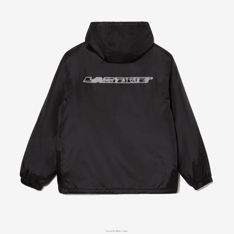 hombres Lacoste negro c31 chamarra corta acolchada con capucha N6XZ2389