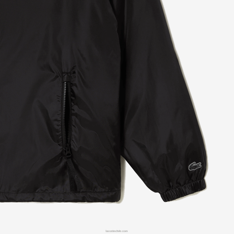 hombres Lacoste negro c31 chamarra corta acolchada con capucha N6XZ2389