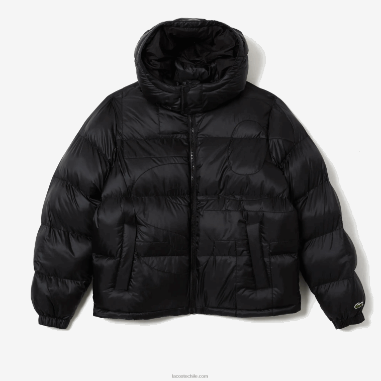 hombres Lacoste negro c31 chamarra oversize repelente al agua con logo N6XZ21234
