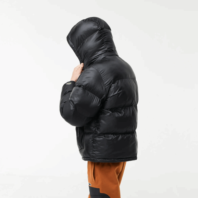hombres Lacoste negro c31 chamarra oversize repelente al agua con logo N6XZ21234