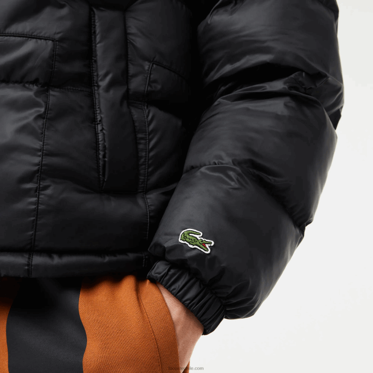 hombres Lacoste negro c31 chamarra oversize repelente al agua con logo N6XZ21234