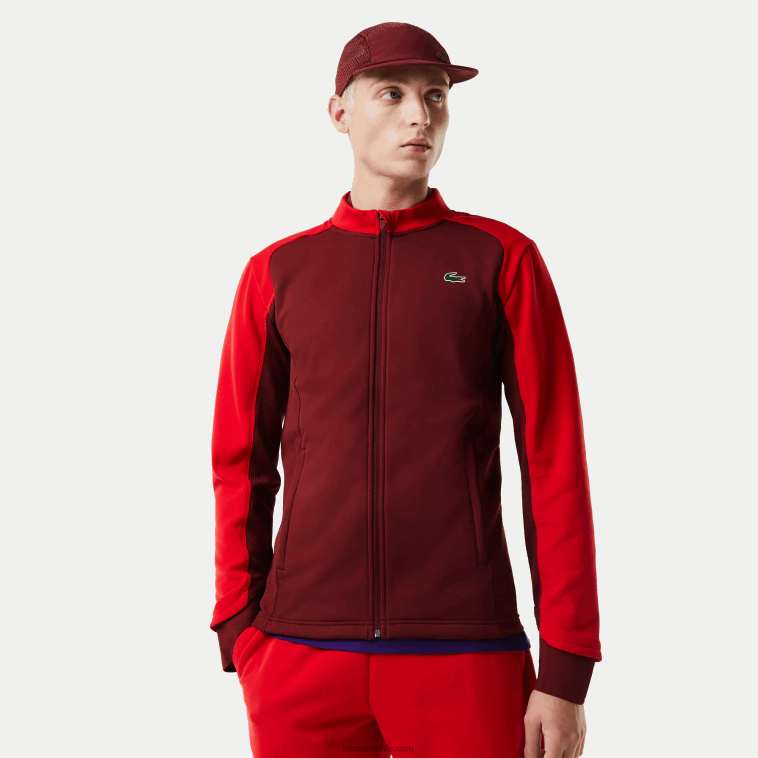 hombres Lacoste rojo burdeos 6hj chaqueta térmica deportiva de golf N6XZ21076