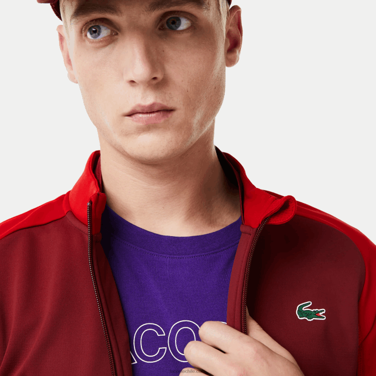 hombres Lacoste rojo burdeos 6hj chaqueta térmica deportiva de golf N6XZ21076