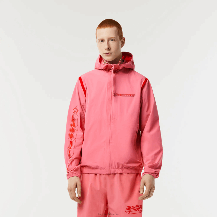 hombres Lacoste rosa 2r3 chamarra corta de poliamida reciclada N6XZ29