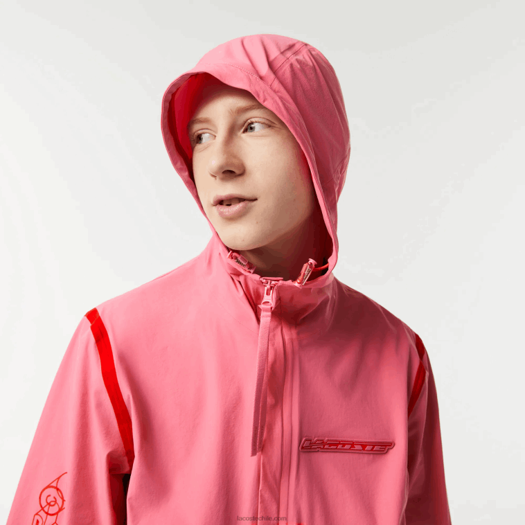 hombres Lacoste rosa 2r3 chamarra corta de poliamida reciclada N6XZ29