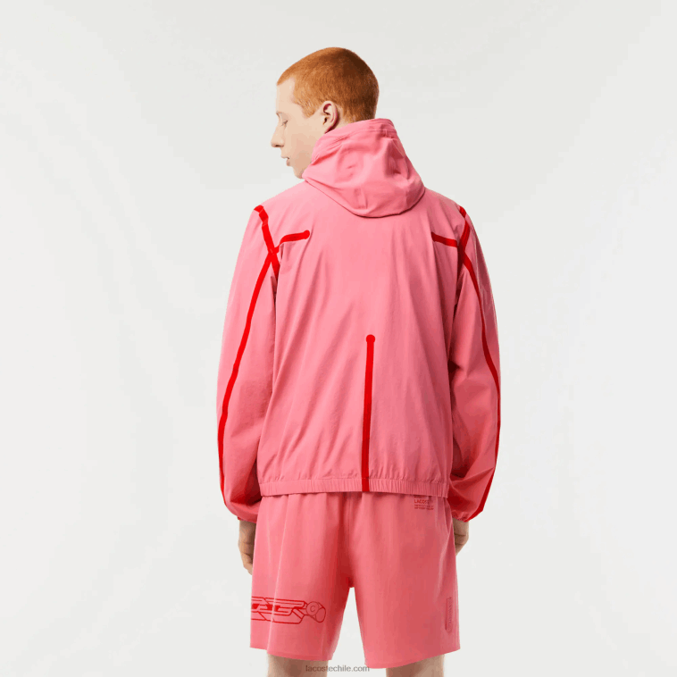 hombres Lacoste rosa 2r3 chamarra corta de poliamida reciclada N6XZ29