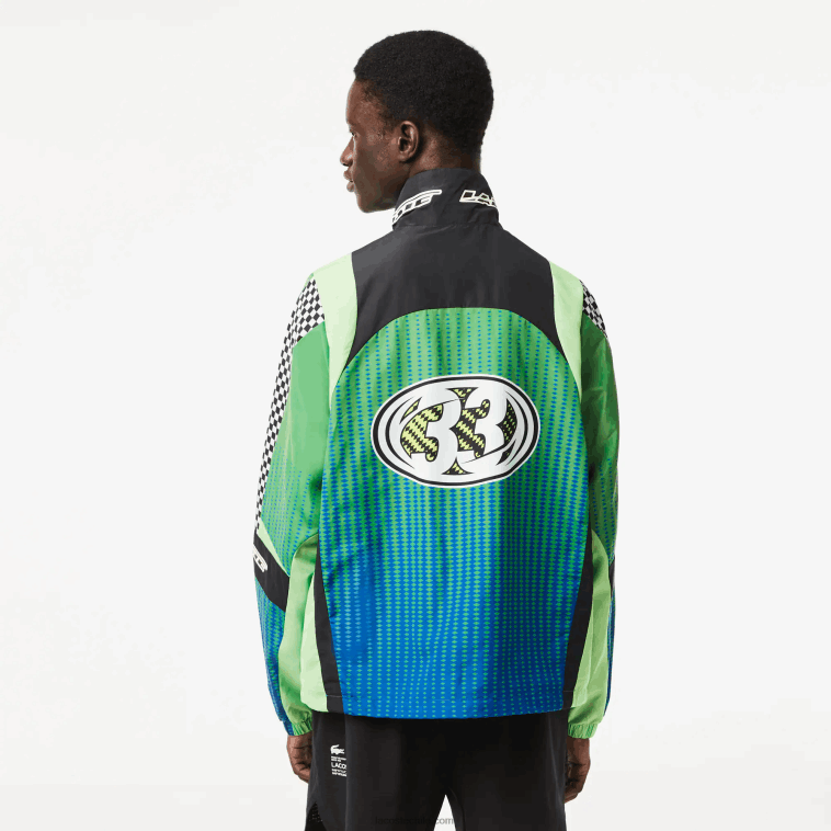 hombres Lacoste verde azul chy chaqueta de chándal con estampado de cuadros sombreados N6XZ2392